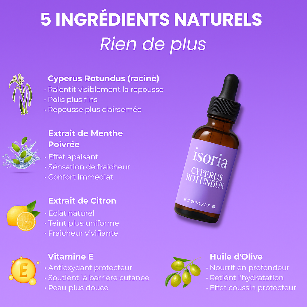 Isoria – HUILE ANTI POILS • disparition définitive des poils !